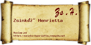 Zsinkó Henrietta névjegykártya