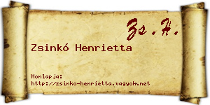 Zsinkó Henrietta névjegykártya